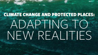 Screenshot of Adapting to a Changing Climate: Experiences from marine protected area managers, including an image of a sandbar.