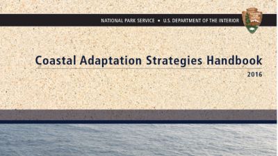 Screenshot of Coastal Adaptation Strategies Handbook, including an image of calm waters.
