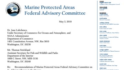 A screenshot of Committee Recommendations on Climate Change in the Oceans.